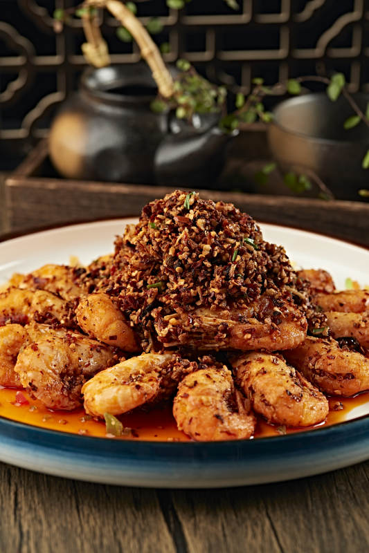 椒麻香辣红油香炸罗氏虾