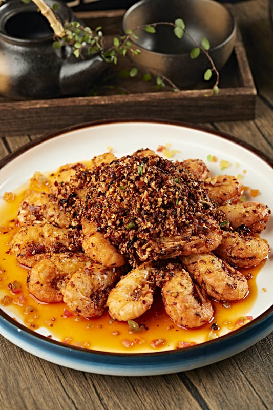 椒麻香辣红油香炸罗氏虾