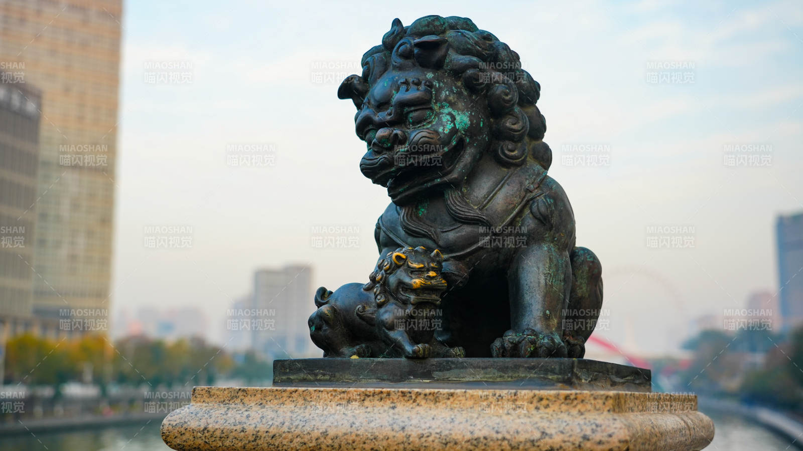 天津狮子桥铜狮守望城市天际