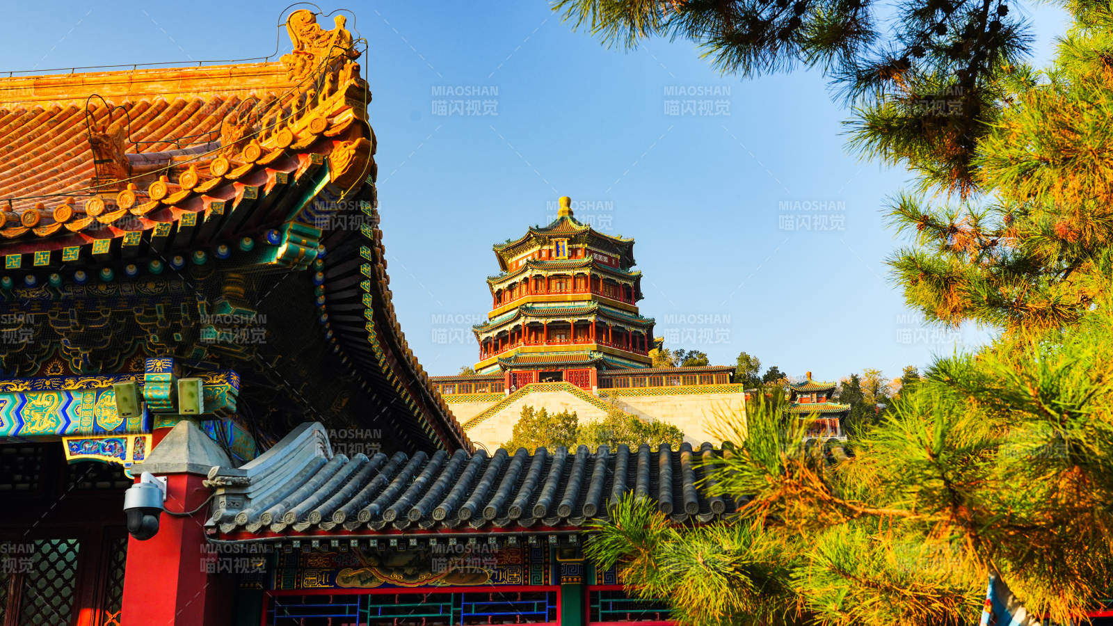 排云门外看颐和园佛香阁