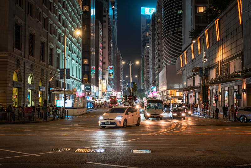 夜幕下的香港尖沙咀弥敦道