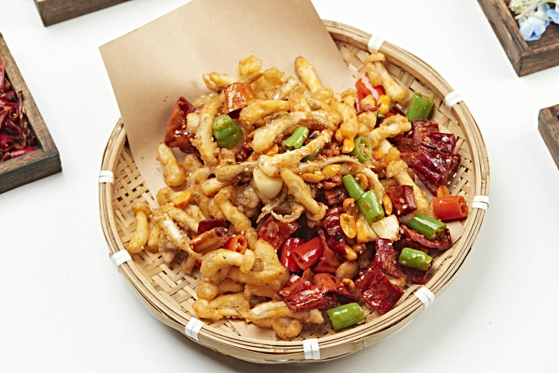 香辣酥炸鱿鱼须海鲜菇