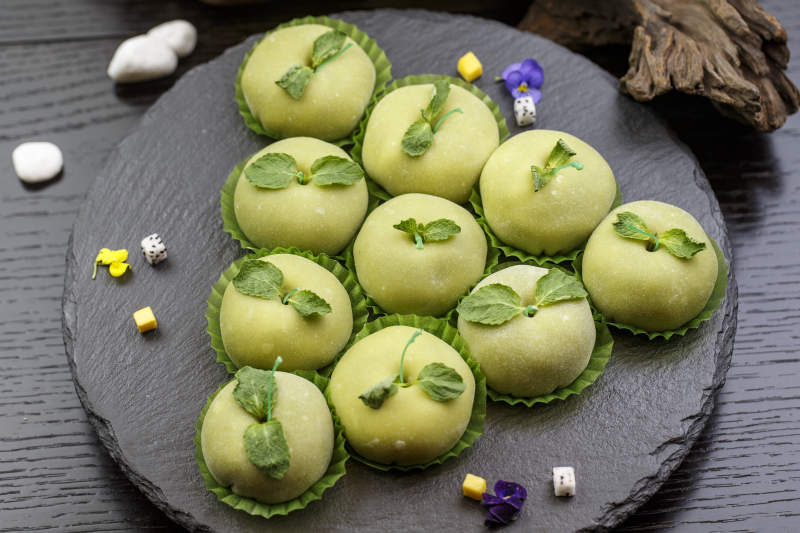 糯米糍造型似青苹果奶油泡芙