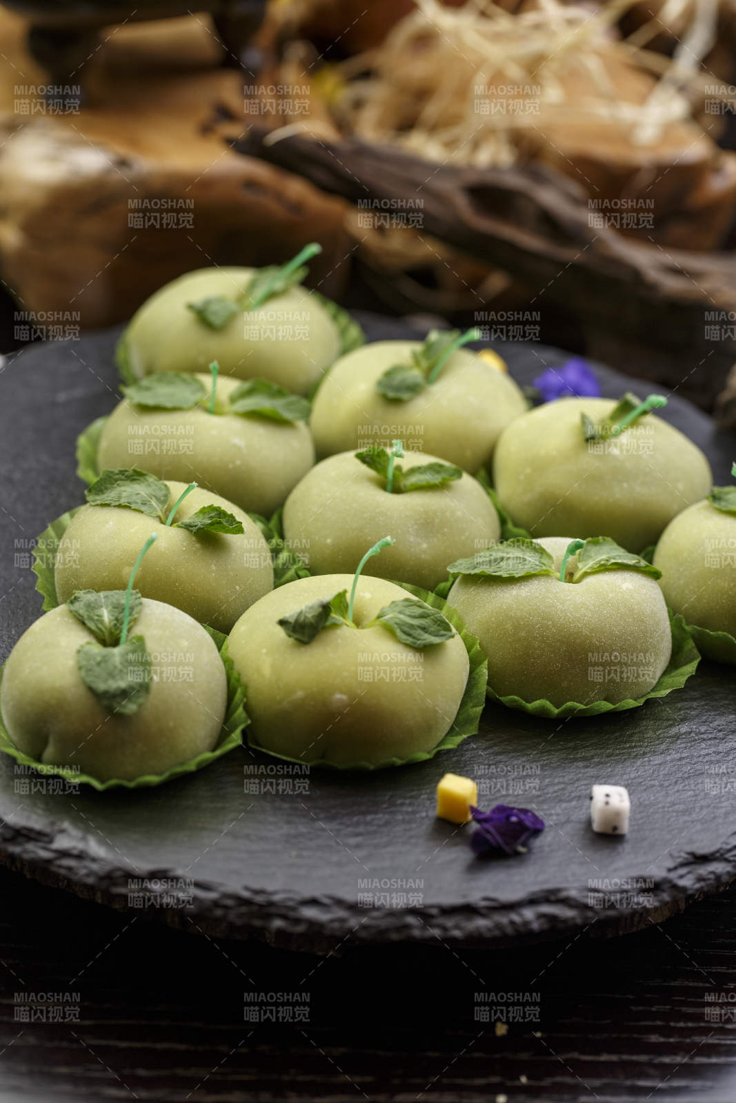 糯米糍造型似青蘋果奶油泡芙