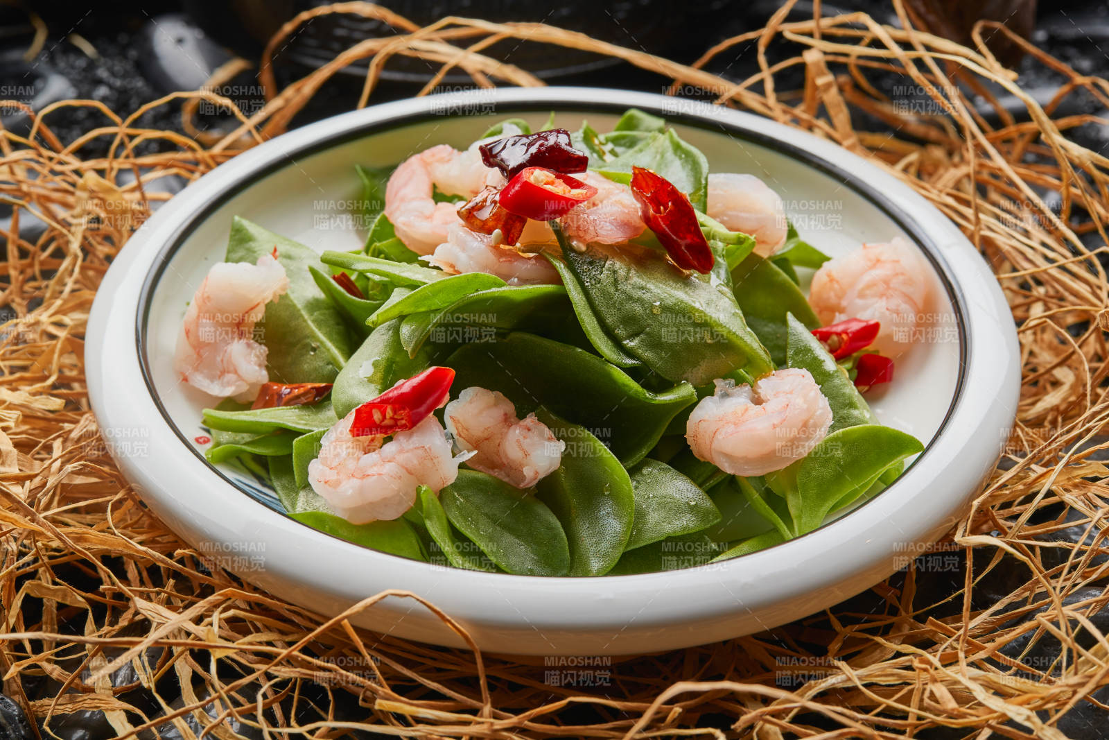 炝拌虾仁穿心莲