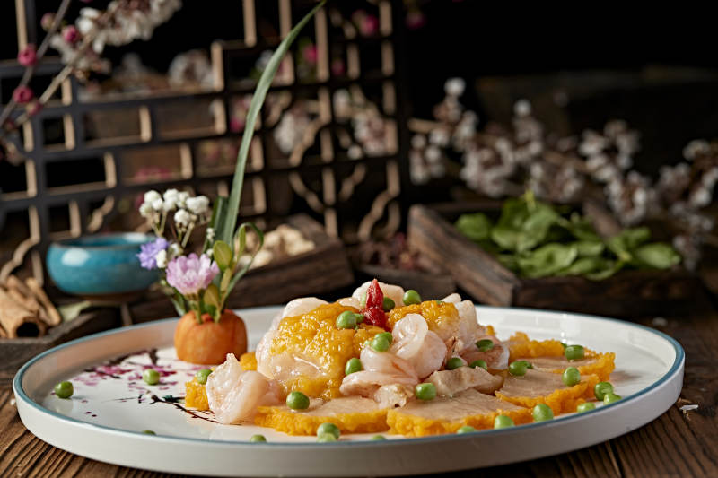 清炒菊花菌大虾仁壳青豆