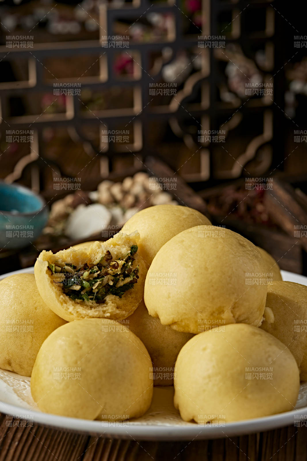 香蒸黃面菜團子