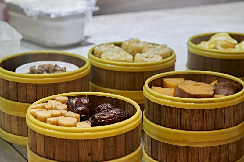 高档星级酒店自助餐的小笼蒸糕点