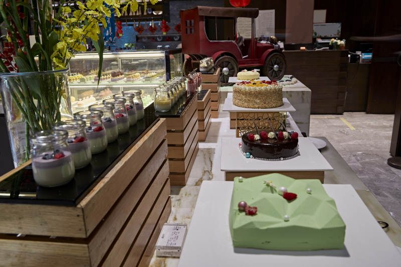 高档星级酒店自助餐的甜品蛋糕