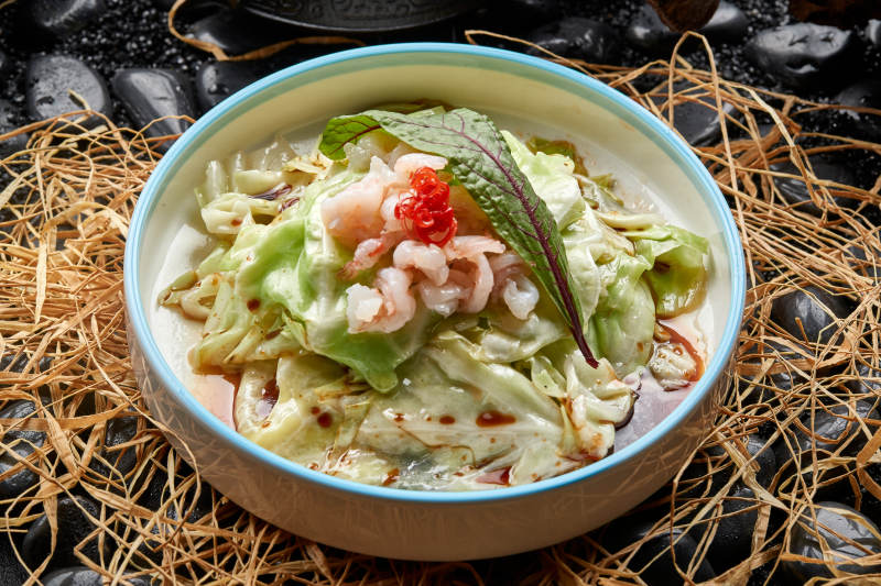 醬爆手撕包菜配蝦仁