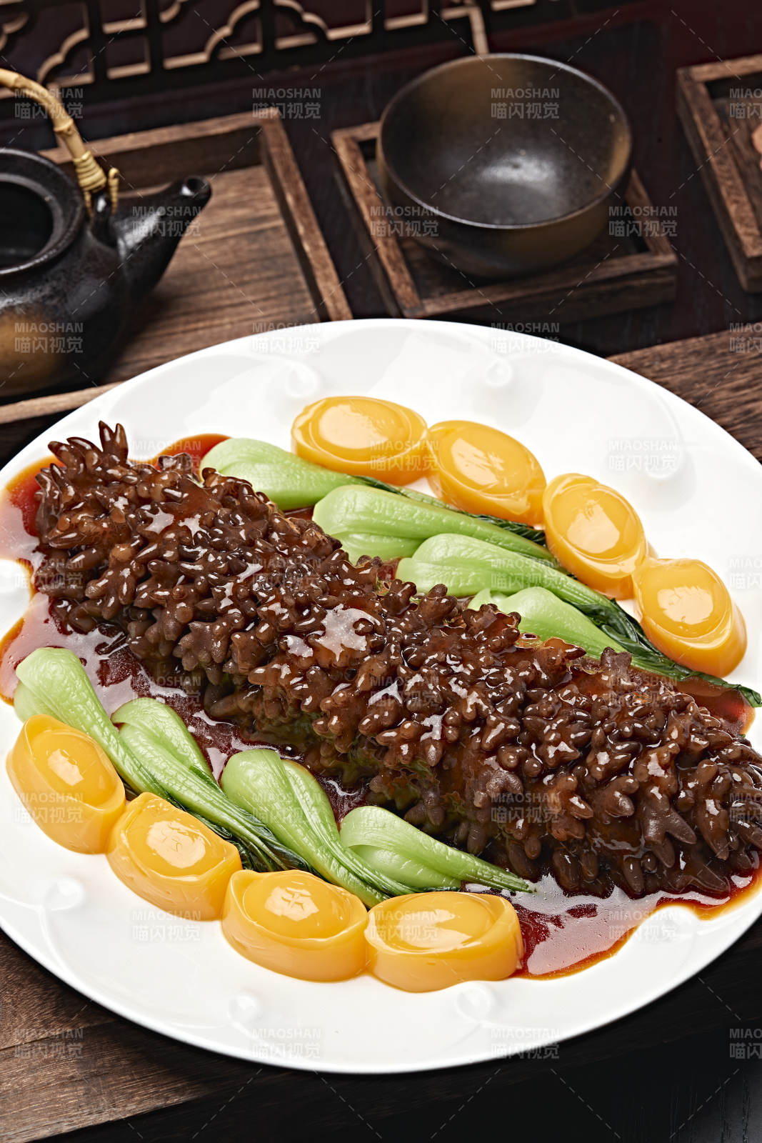 浇汁寿桃梅花参