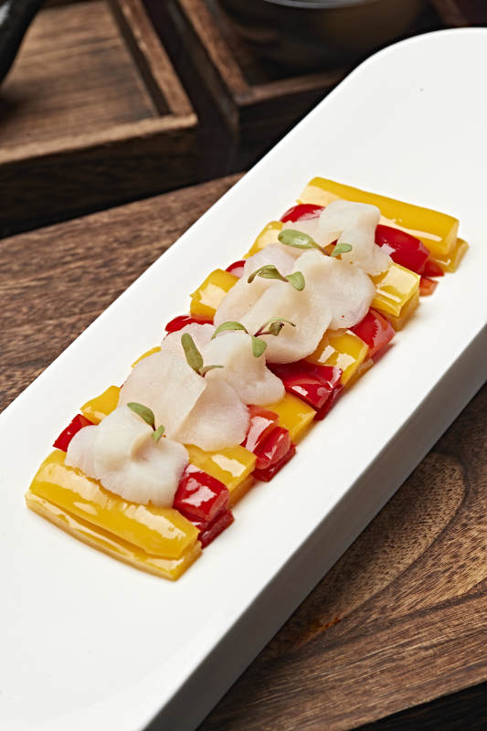 彩椒浇汁澳洲袋子瑶柱