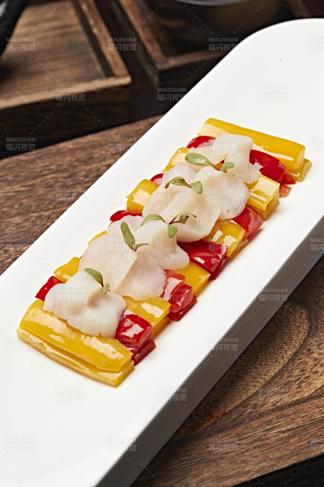 彩椒浇汁澳洲袋子瑶柱