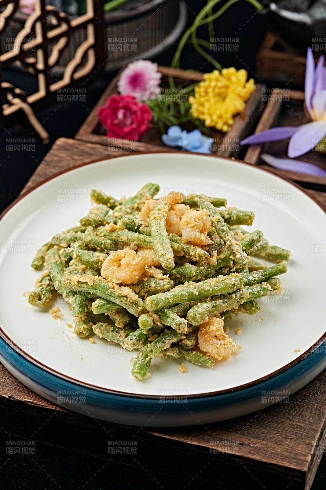 咸蛋黄焗大虾仁豇豆角