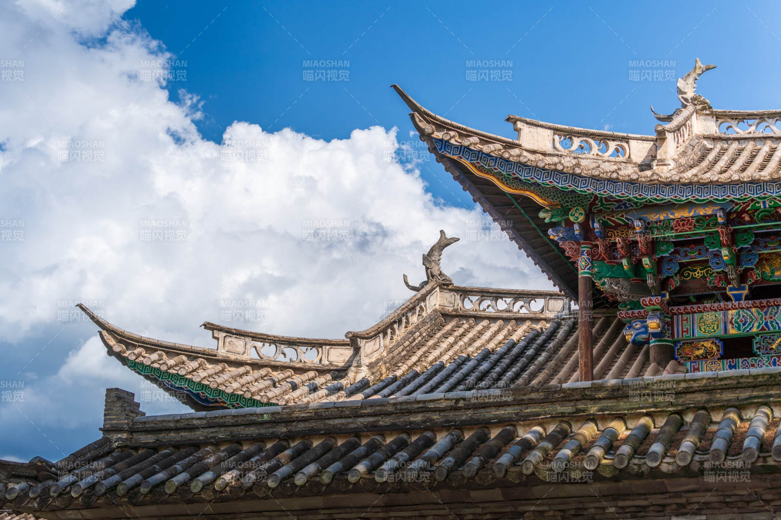 云南大理巍山古城文庙的古建古建筑飞檐翘角