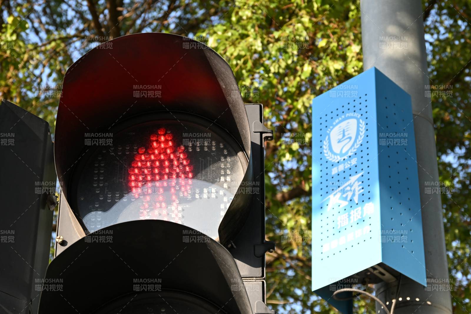 红灯停顺 听蓝箱反诈宣传