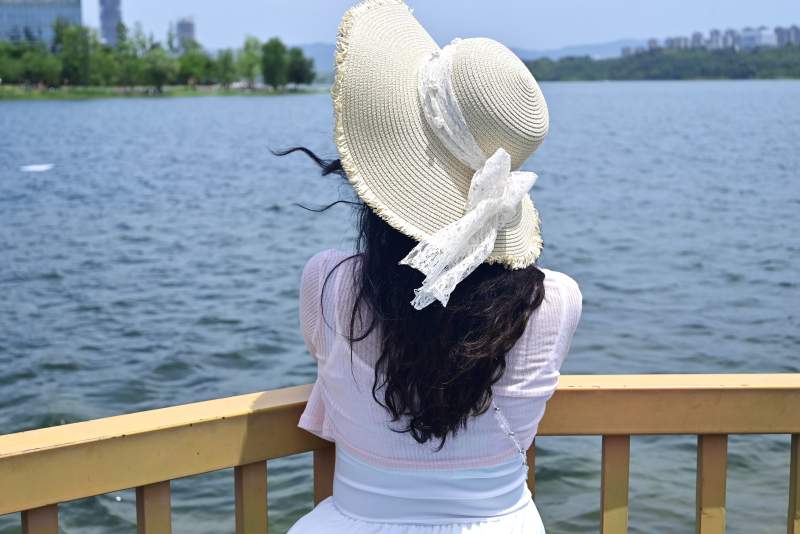 湖畔女子赏景图