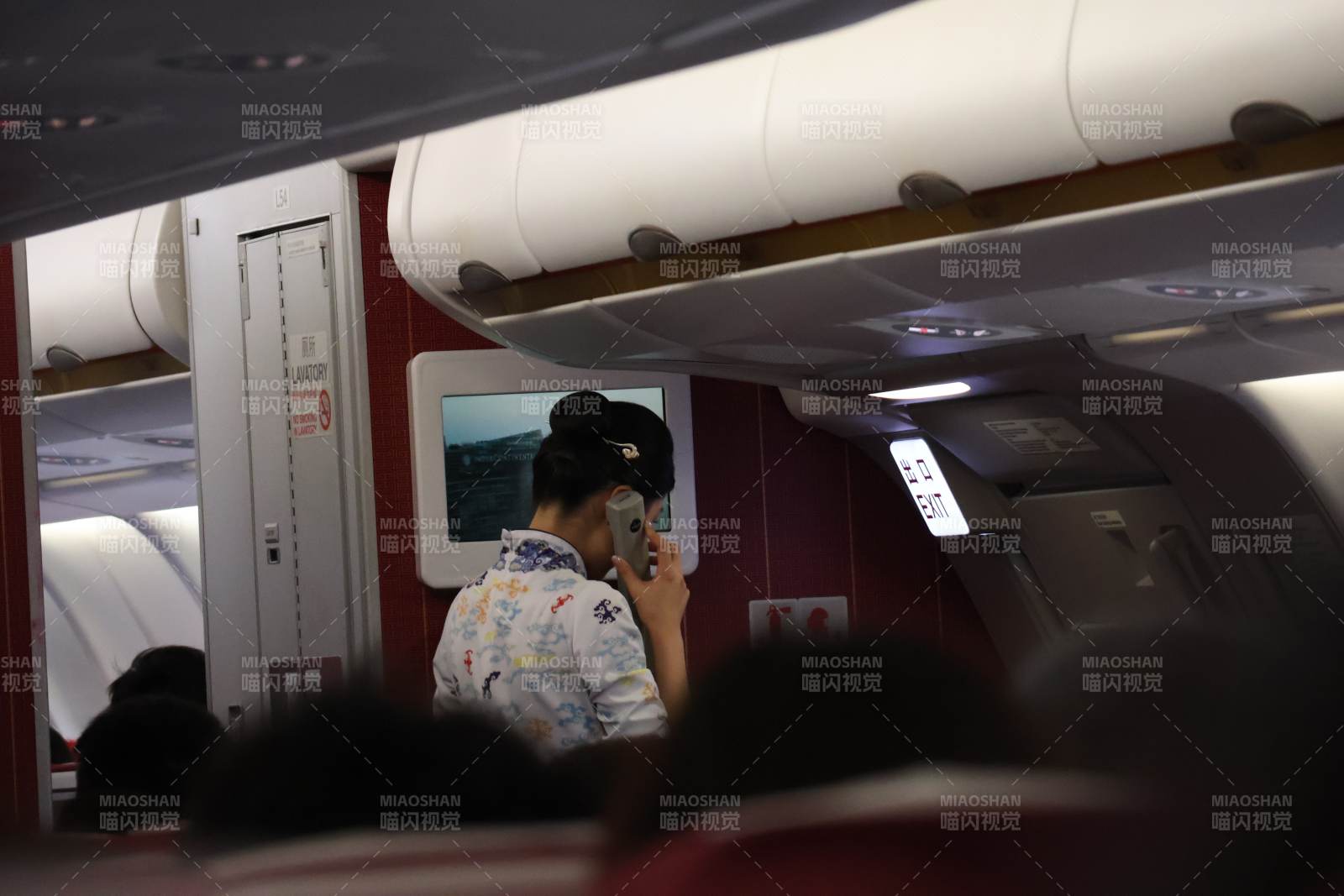 飞机上的乘客与乘务员