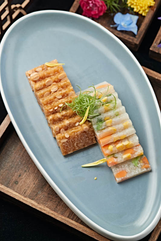 水晶双色玉米蔬菜皮冻