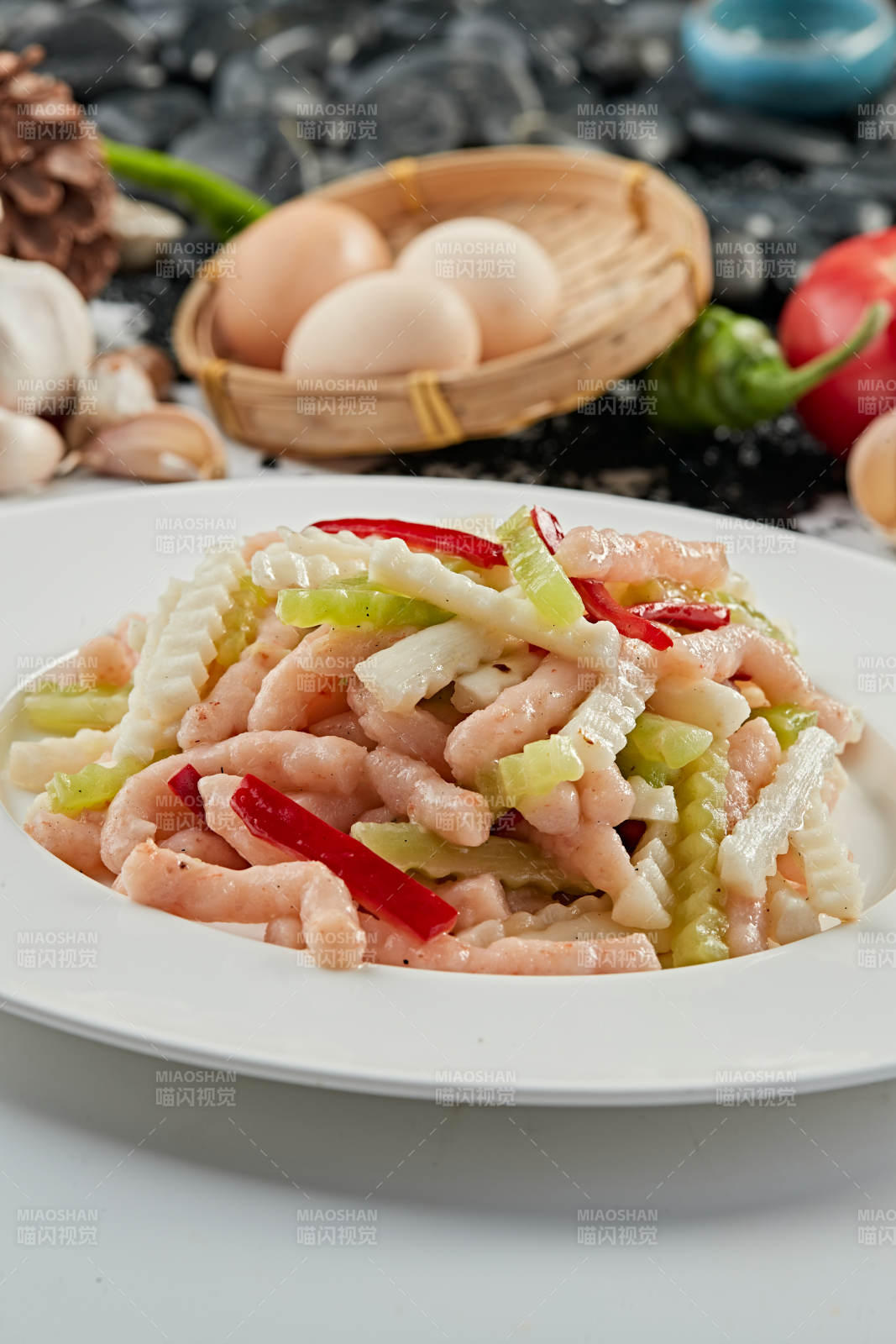 彩椒萵筍辣炒鮮蝦柳