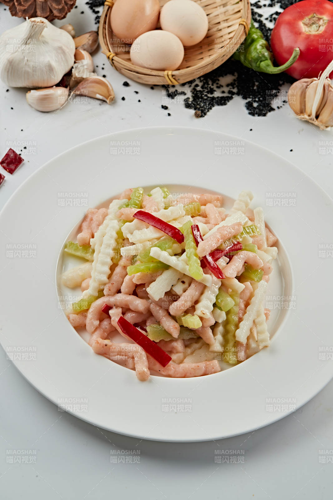 彩椒萵筍辣炒鮮蝦柳