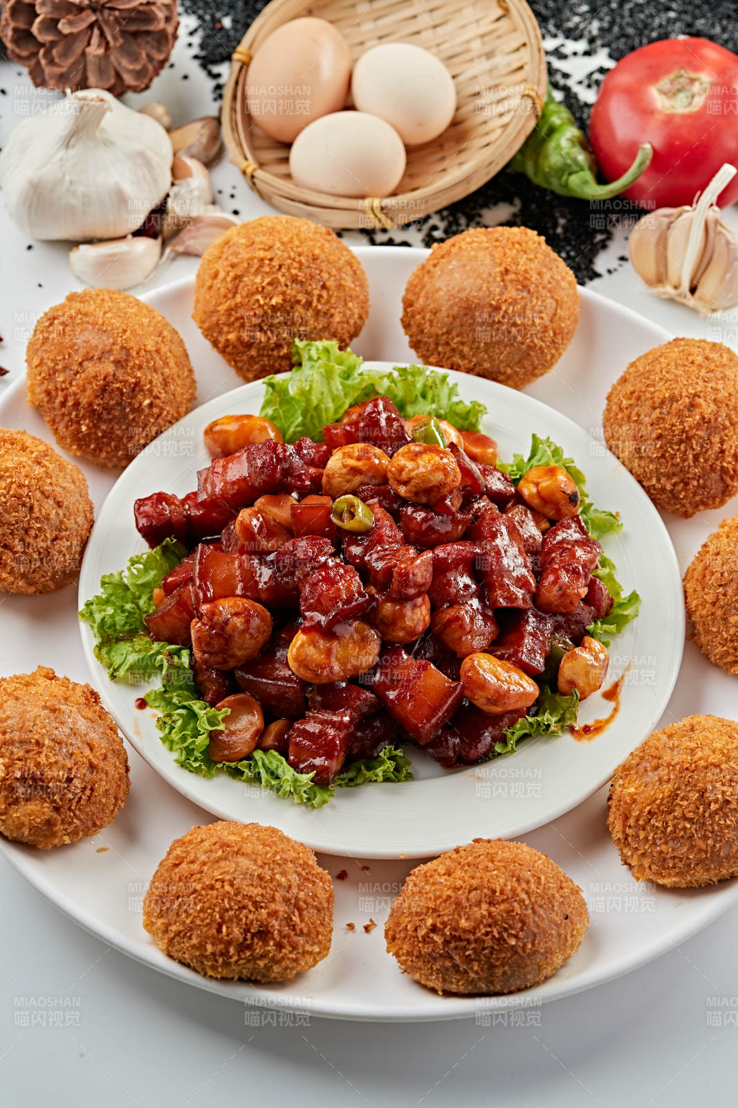 板栗紅燒肉配避風塘窩頭