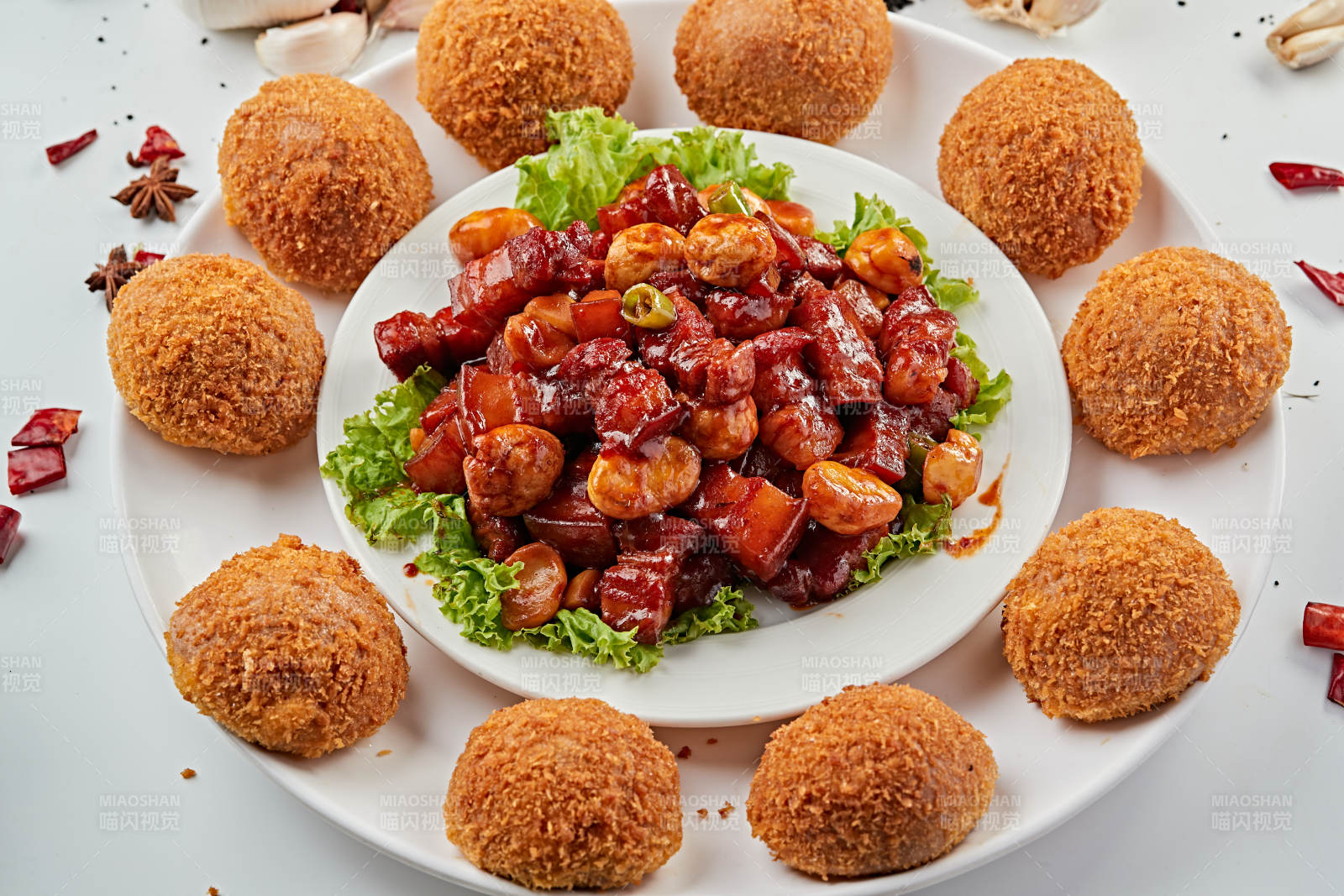 板栗紅燒肉配避風塘窩頭