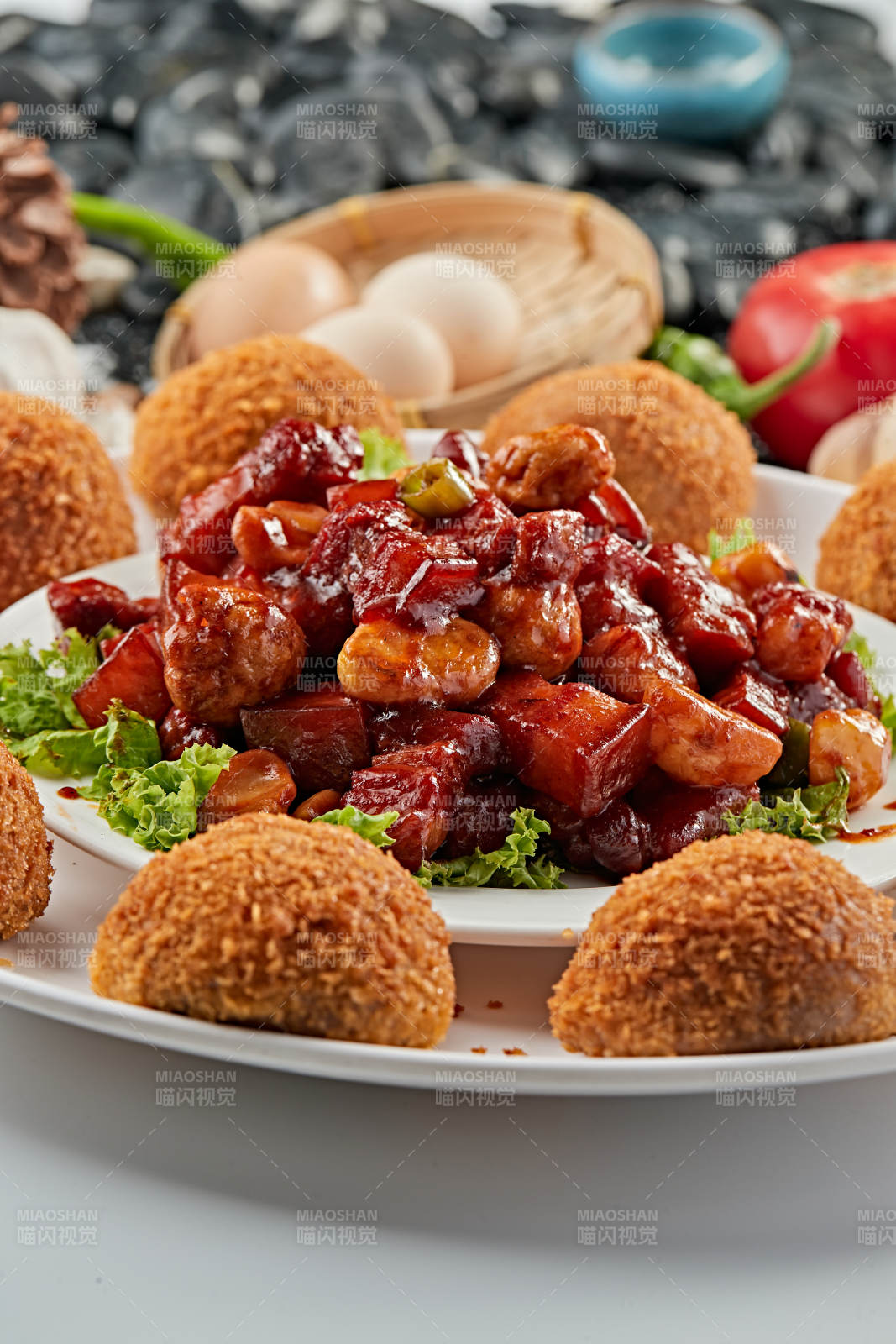 板栗紅燒肉配避風塘窩頭