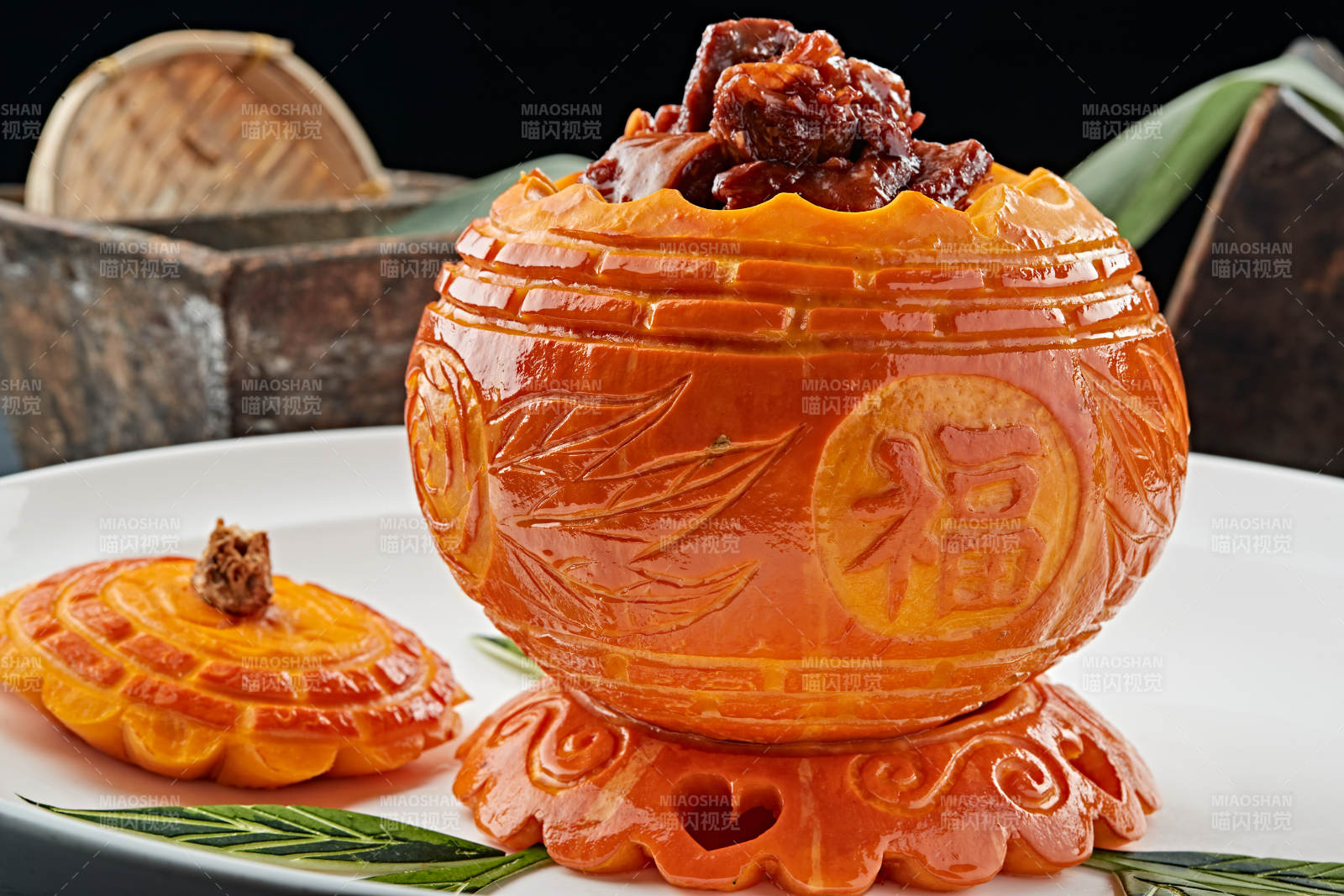 南瓜金盞紅燒鹿肉