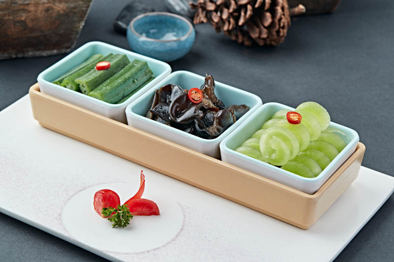 爽口三拼木耳秋葵莴笋丝