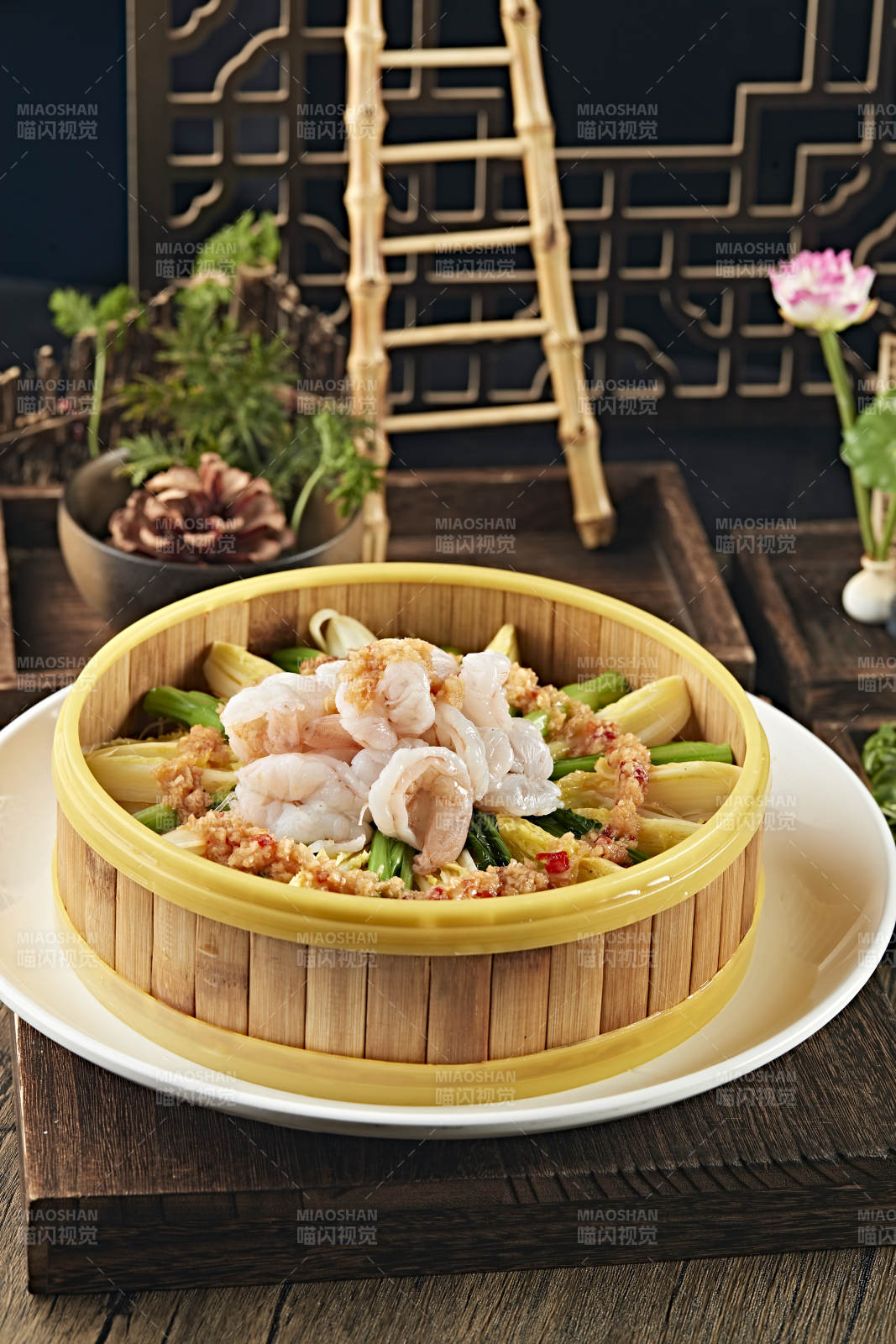 蒜蓉菜心娃娃菜蒸大虾仁