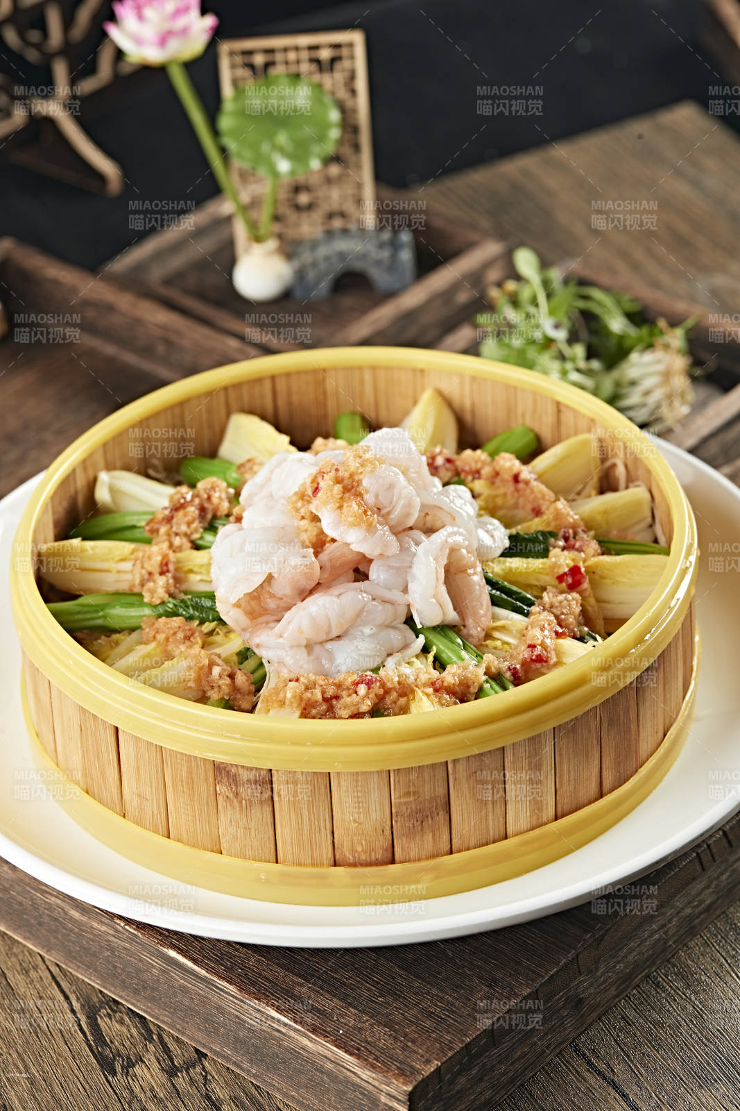 蒜蓉菜心娃娃菜蒸大虾仁