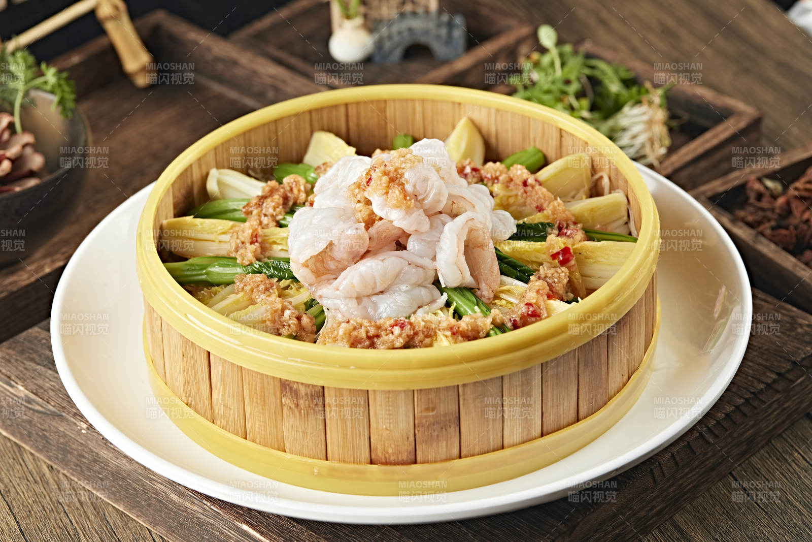 蒜蓉菜心娃娃菜蒸大虾仁