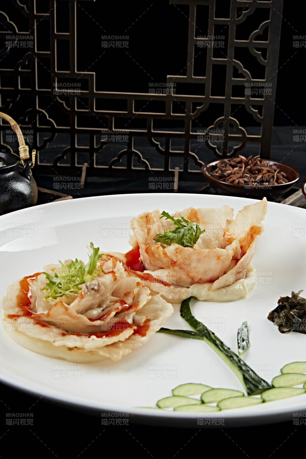 牡丹花造型的茄汁炸熘魚片