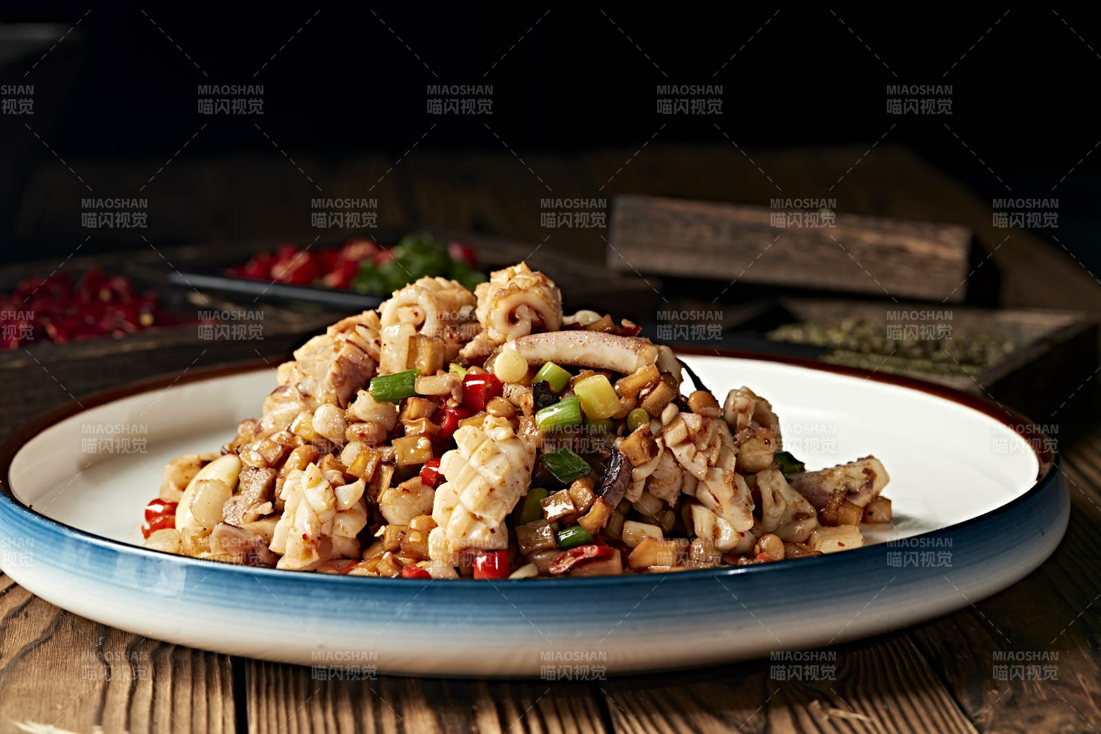 米椒杏鮑菇粒爆炒魷魚卷