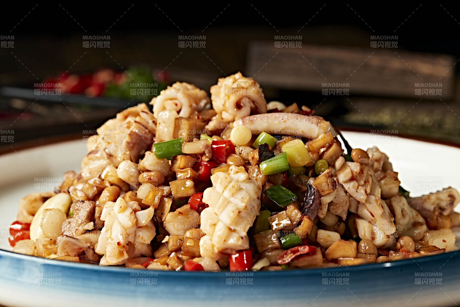 米椒杏鮑菇粒爆炒魷魚卷