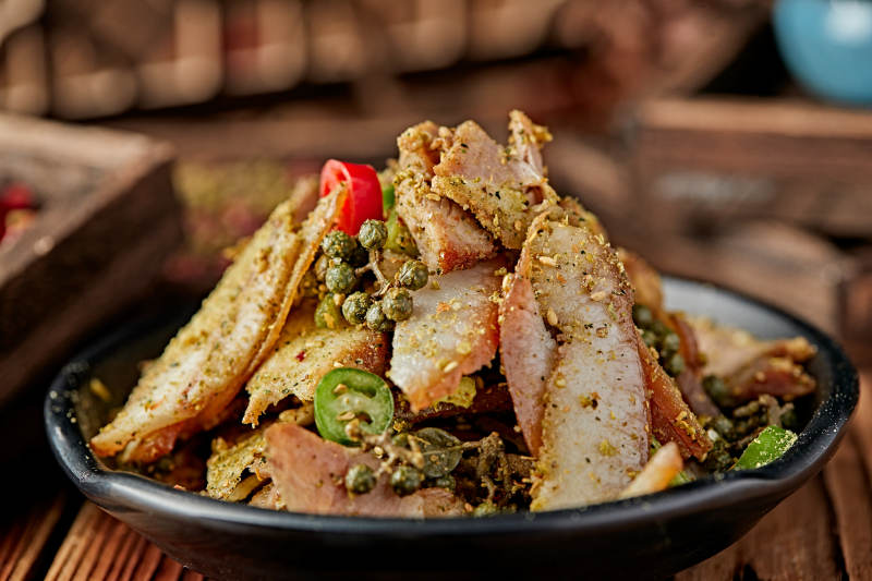 藤椒椒麻烟熏猪五花肉切片