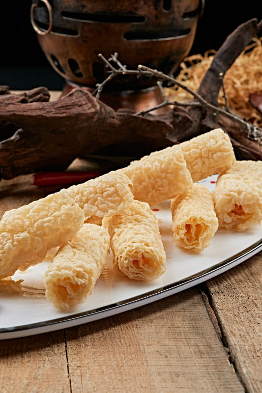 火锅食材炸油皮卷