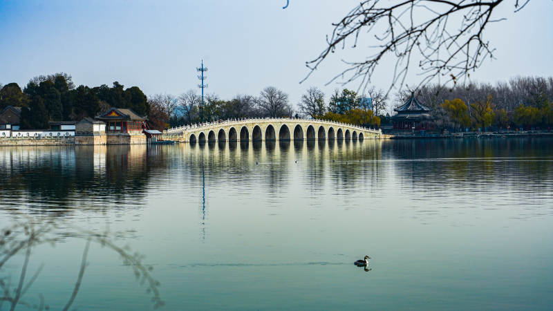 颐和园十七孔桥静水映景