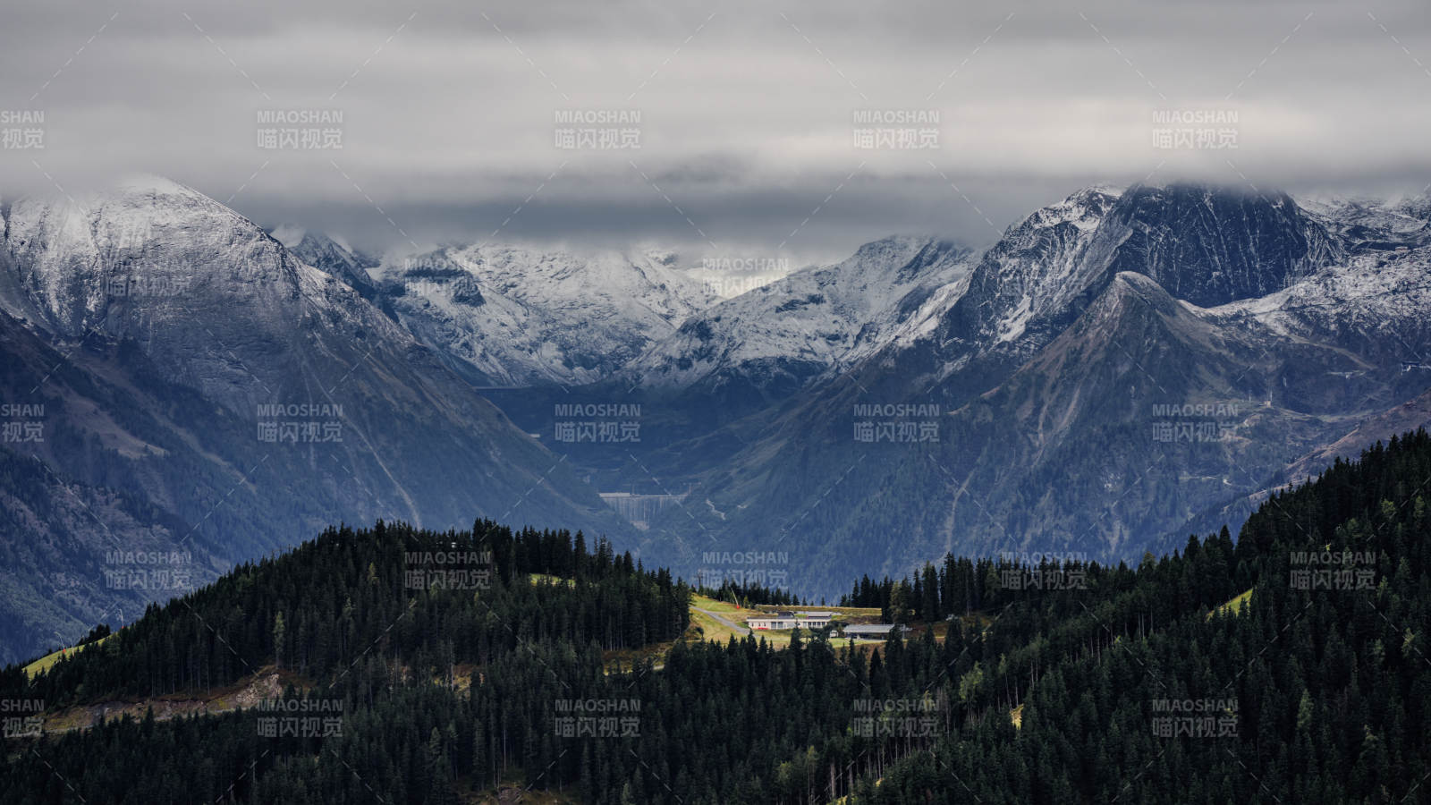奥地利雪山森林风光