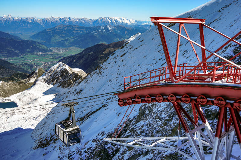 奥地利雪山缆车美景