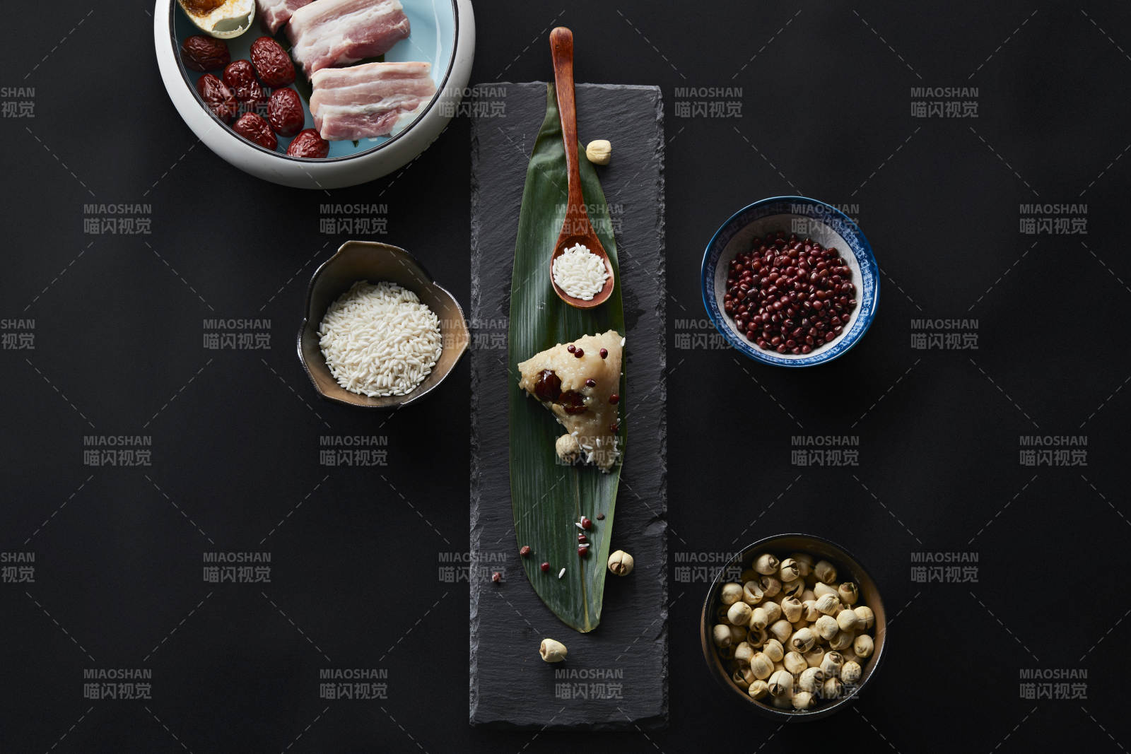 端午节的粽子和原材料