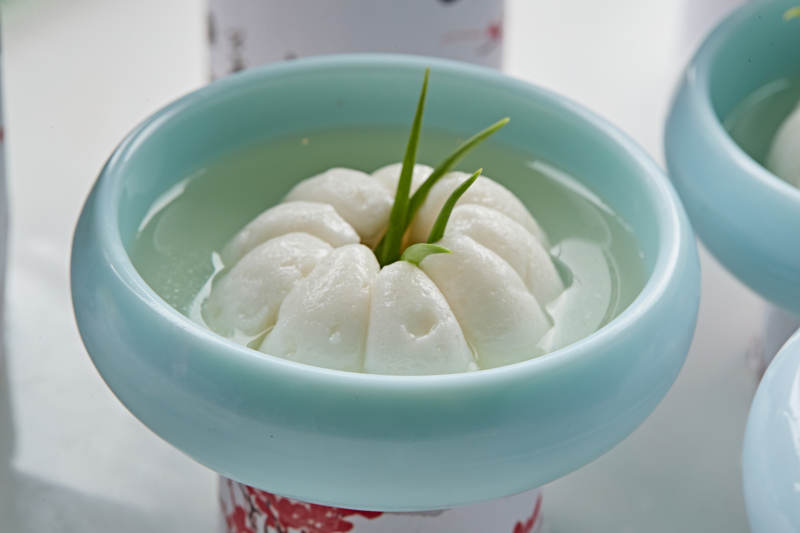 山竹造型的雞蓉魚糜