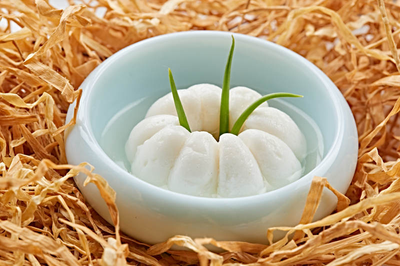 山竹造型的雞蓉魚糜