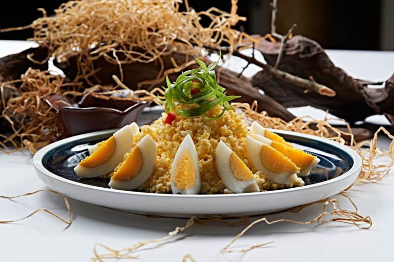 鸡蛋碎配水煮蛋