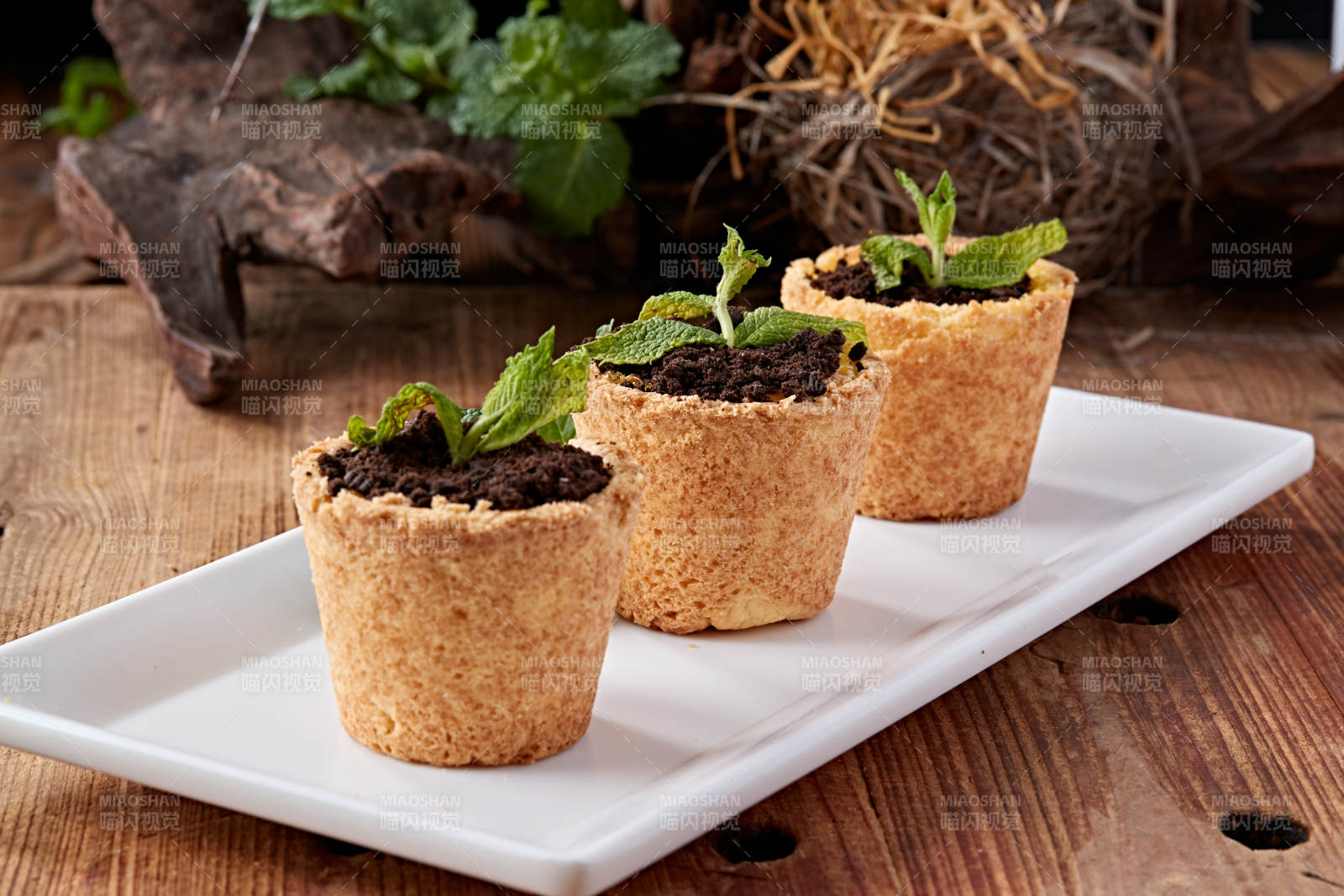 茶餐盆栽蛋挞巧克力冰激凌