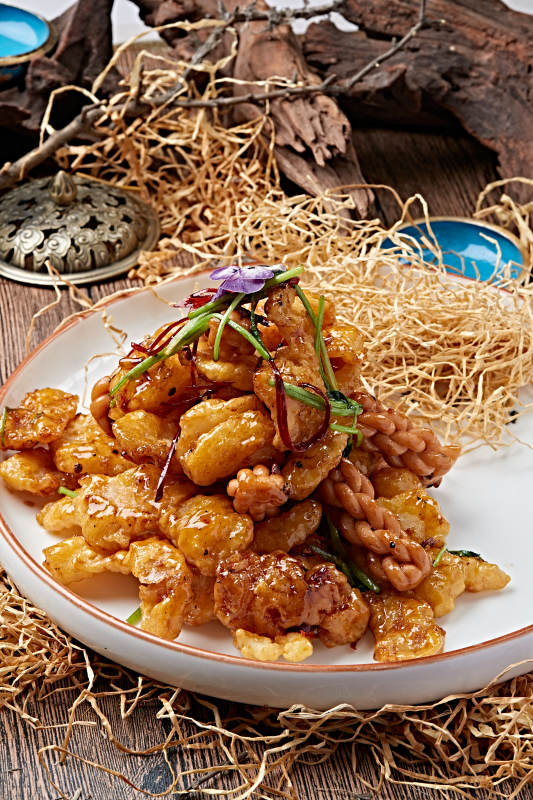 糖醋锅包麻花大虾仁