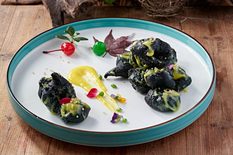 油炸天妇罗墨鱼汁大虾仁