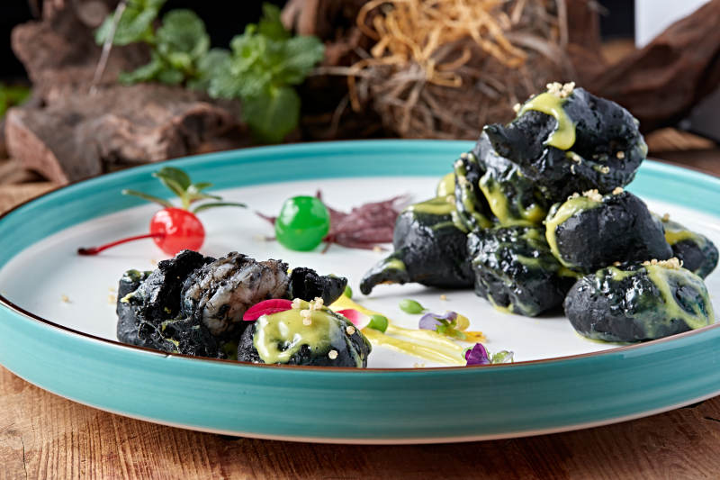 油炸天妇罗墨鱼汁大虾仁