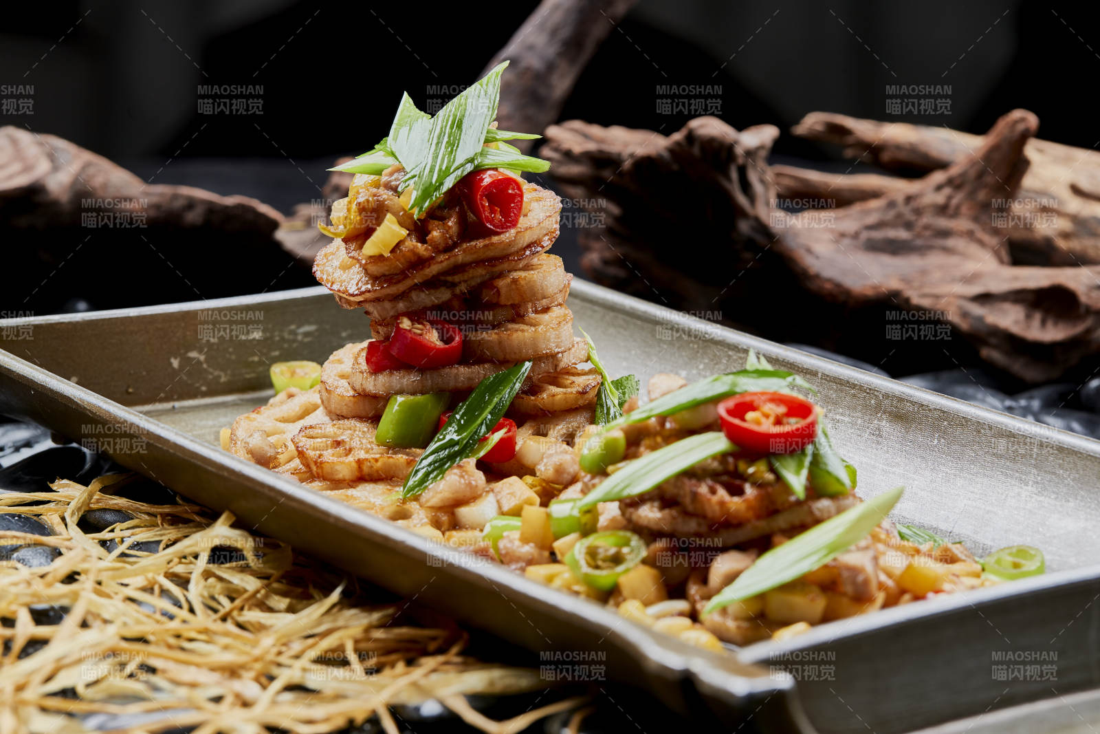 青蒜果粒米椒铁板香煎藕片